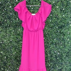 Fuchsia flutter sleeve dress